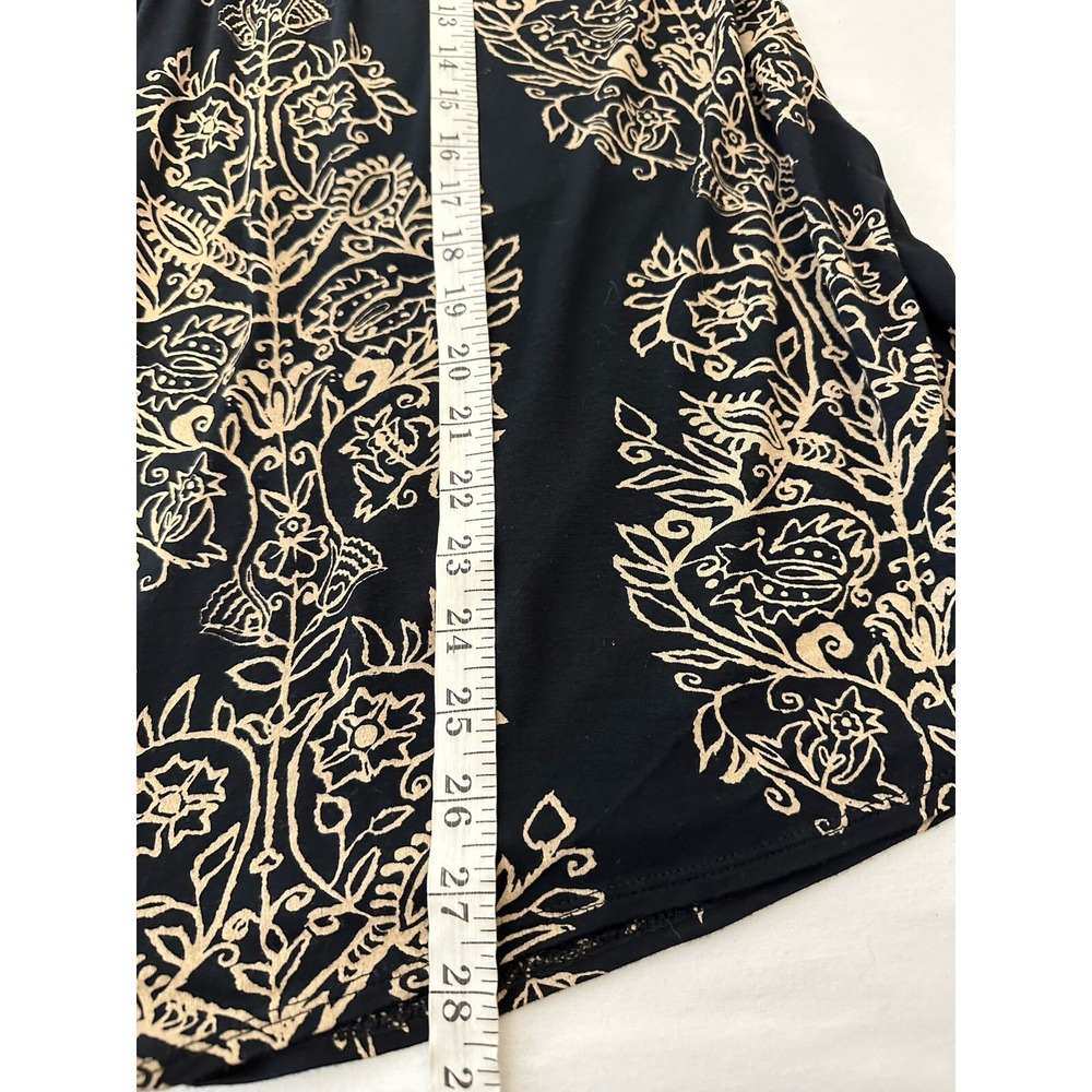 Lucky Brand Womens Black Tan Floral Peasant Blouse Sz 2X Round Neck Keyhole - Picture 9 of 9